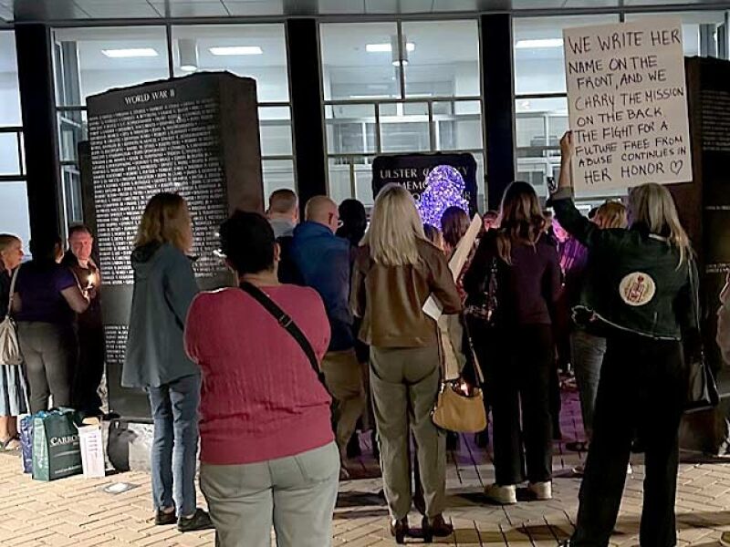 A candlelight vigil outside the county building, a capstone to the evening, with fifty or so survivors and their supporters communing in the flickering lights.