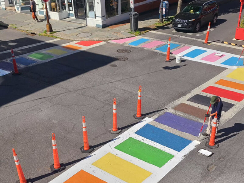 The sidewalks outside the Hudson Valley LGBTQ Community Center. (File photo)getting repainted.