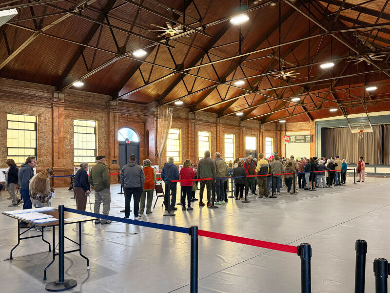 Yesterday morning's line at the community center.